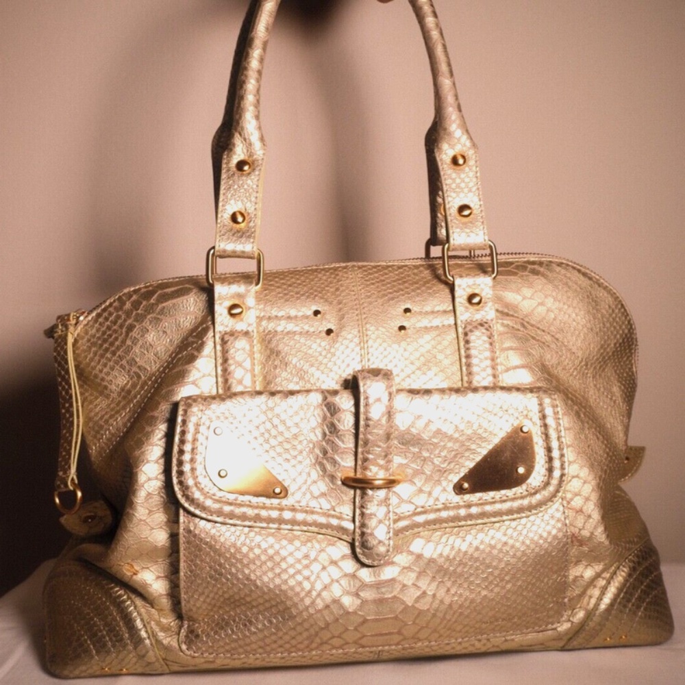 Vintage Adrienne Vittadini Purse- Gorgeous Gold Snakeskin design